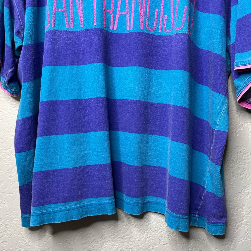 Vintage 80s Striped San Francisco Boxy Oversized Boxy T-Shirt - Picture 6 of 13